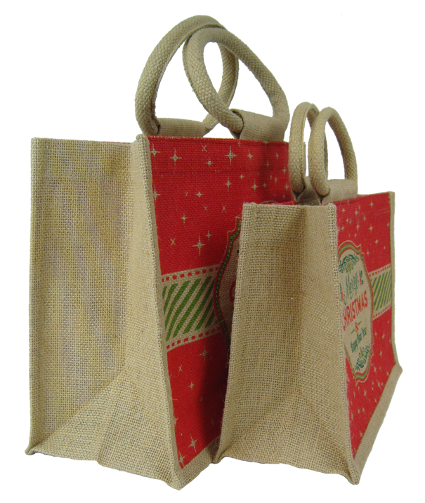 *NEW* LARGE Open Jute Bag with Cotton Corded Handles 35x15x25cm high